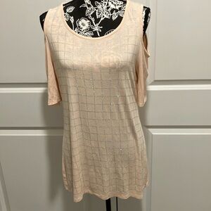 LG BELLDINI BLUSH PINK & RHINESTONE COLD SHOULDER TOP